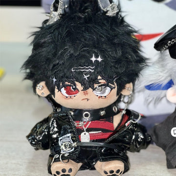 20/30 cm Washed Rabbit Fur Cotton Doll Black Leather Super Star Doll With Animal Ears