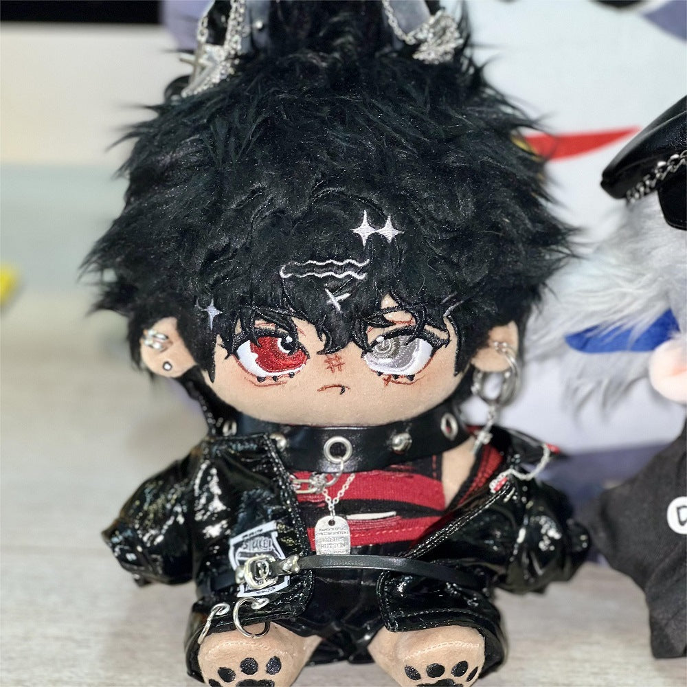 20/30 cm Washed Rabbit Fur Cotton Doll Black Leather Super Star Doll With Animal Ears